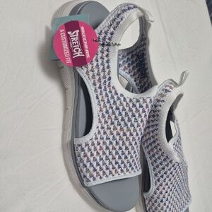 Skechers Womens Stretch Fit Sandals - White and Blue